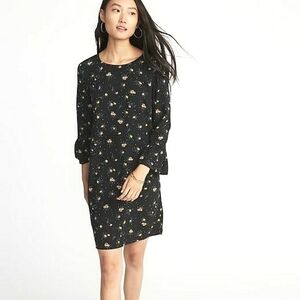 Floral Print 3/4 Flair Sleeve Shift Dress size Large